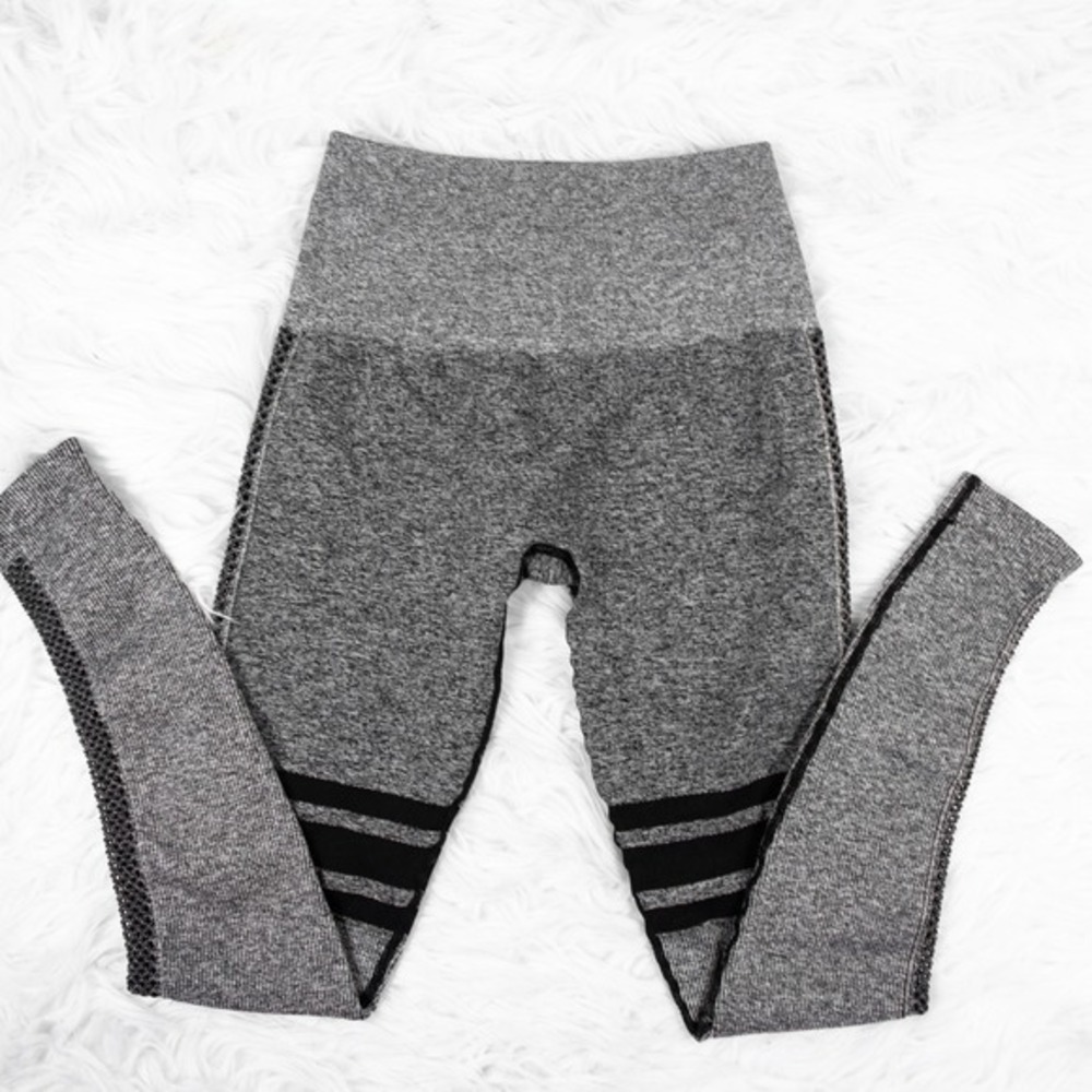 Spiritual Gangster Athletic Leggings XS Small Ankle Gray Mesh Knit Athleisure